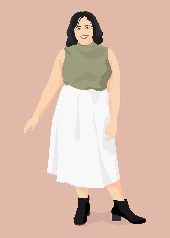Hispanic woman collage element, vector illustration