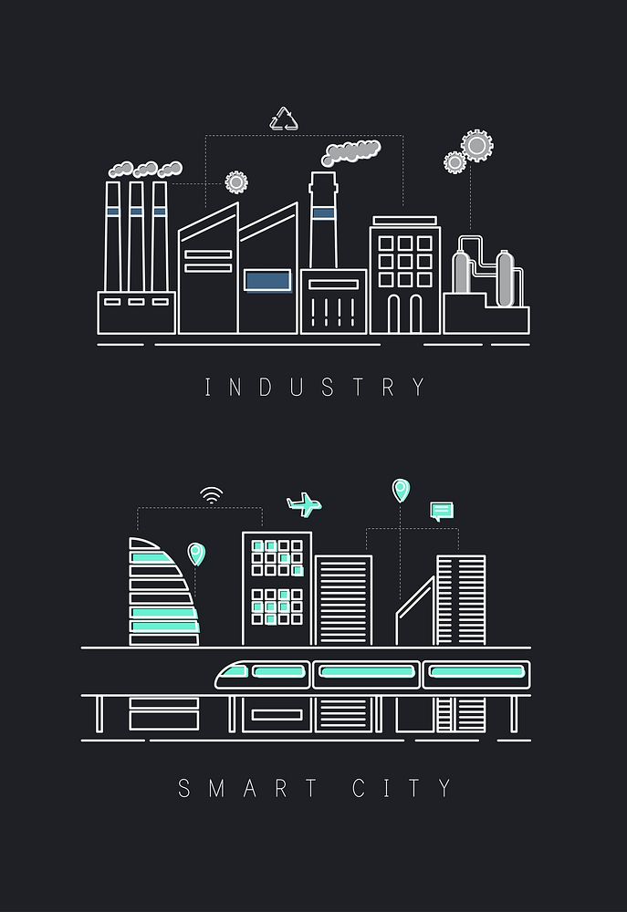 Illustration of an industrial city