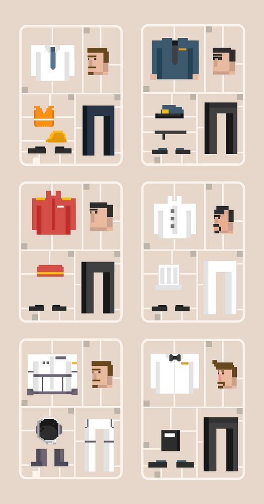 Vector set of men and professions