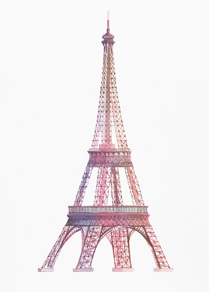 The Eiffel Tower painted by watercolor