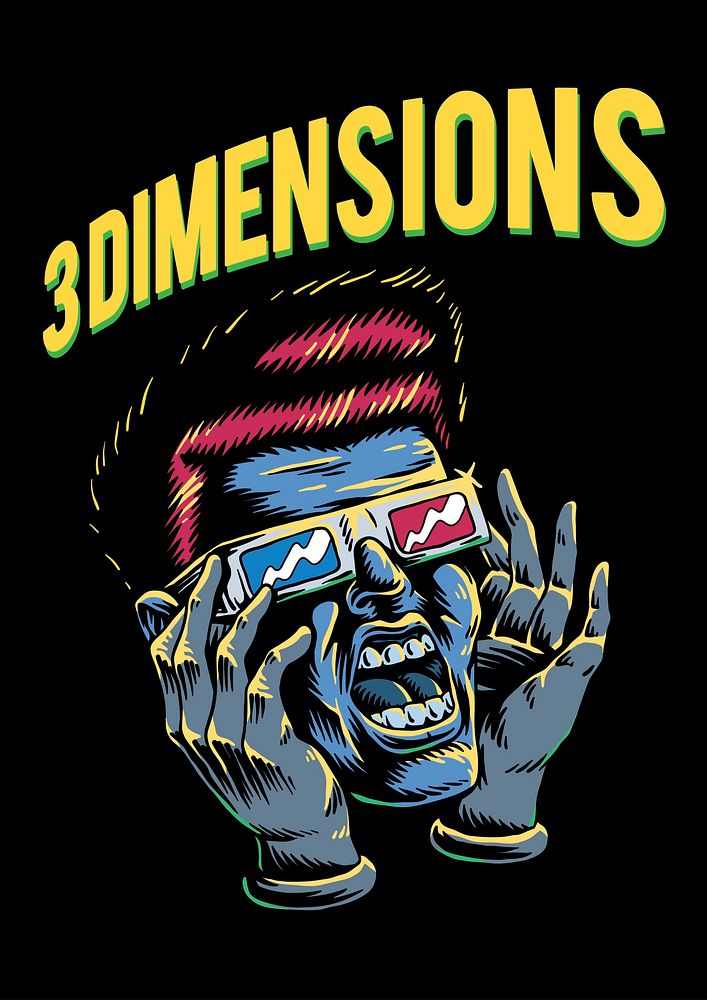 3 dimensions movie sketched character illustration