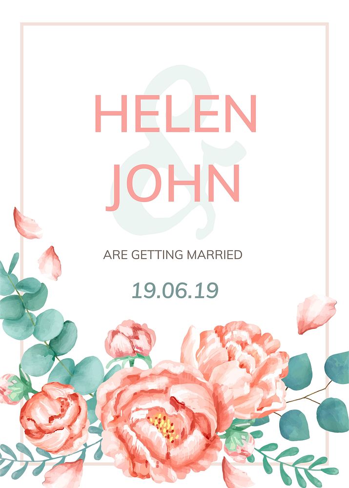 Invitation card with a floral theme