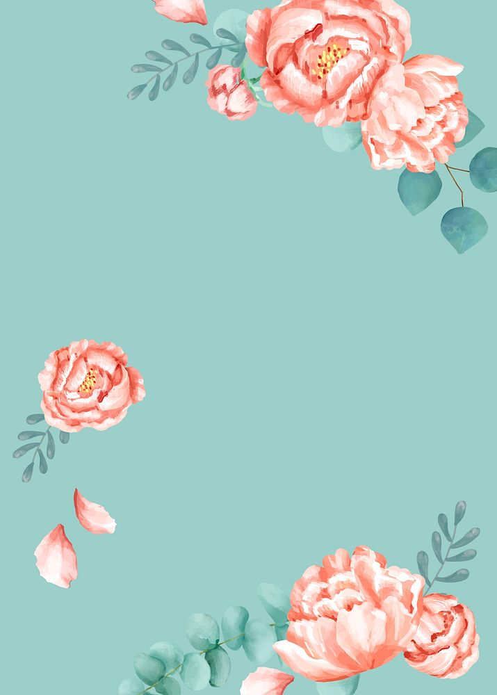 Floral themed card with green background
