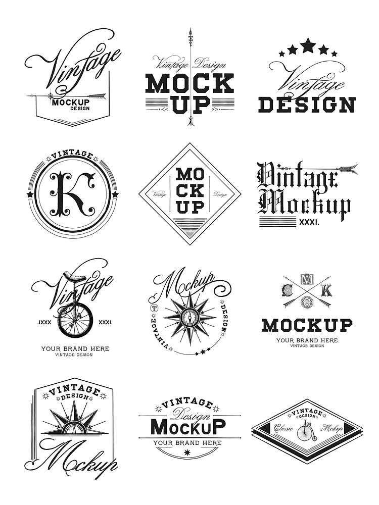 Set of vintage mockup logo design vector