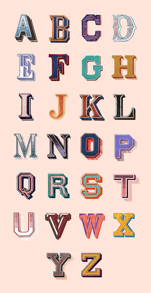 Alphabet set capital vintage letters | Free Vector - rawpixel