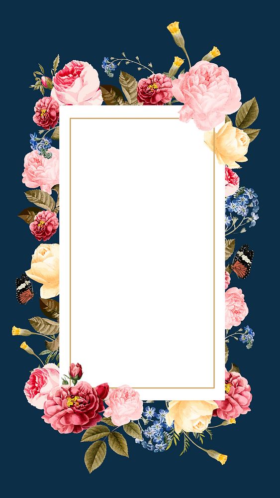 Blank floral frame card vector