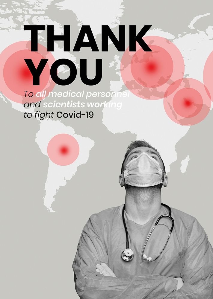 Thank you to Coronavirus medical staff banner template vector