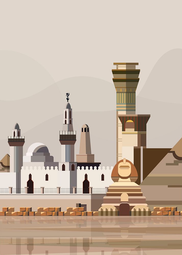 Illustration of Egyptian landmarks