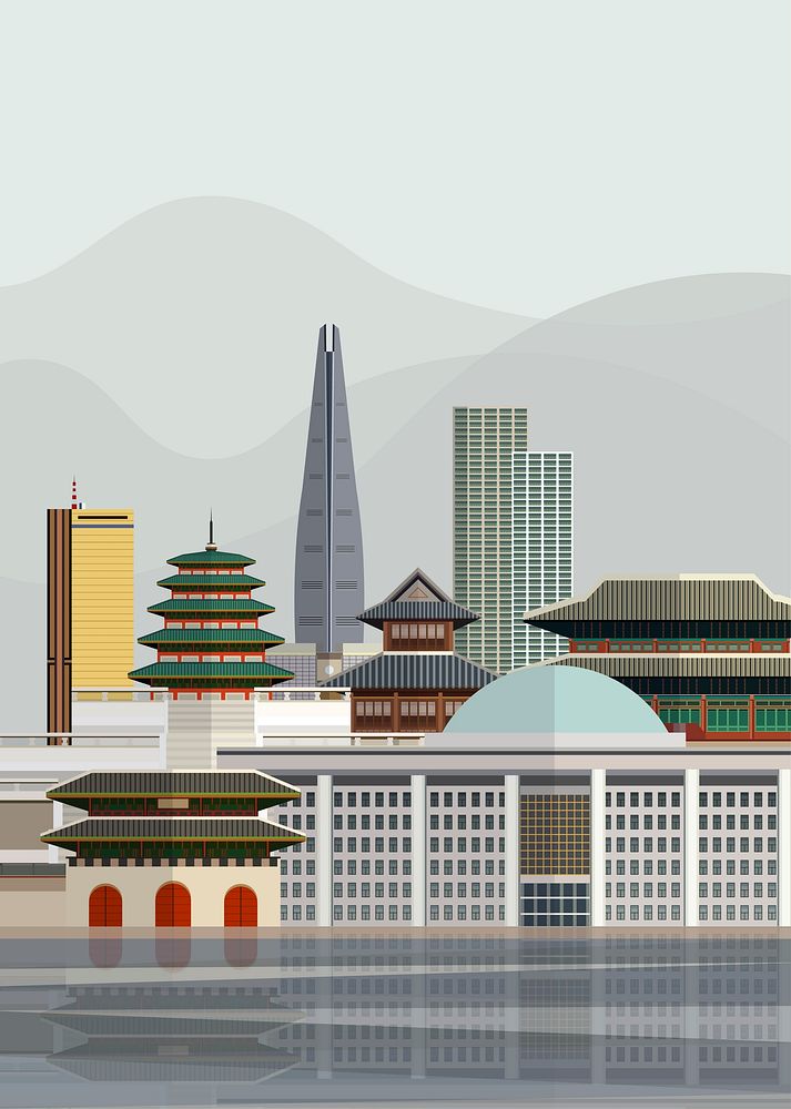 Illustration of South Korean landmarks