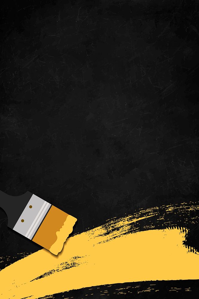 Yellow brush strokes on black background vector