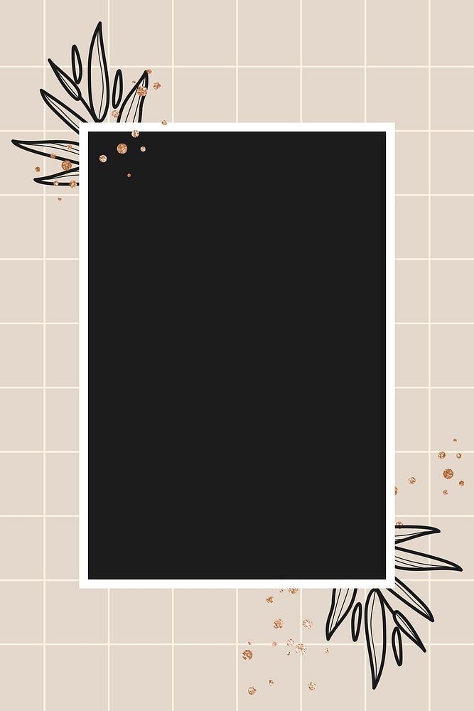 Black rectangle floral frame vector