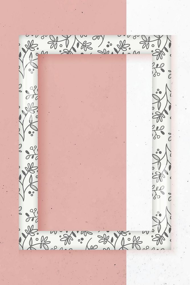 White floral rectangle frame vector