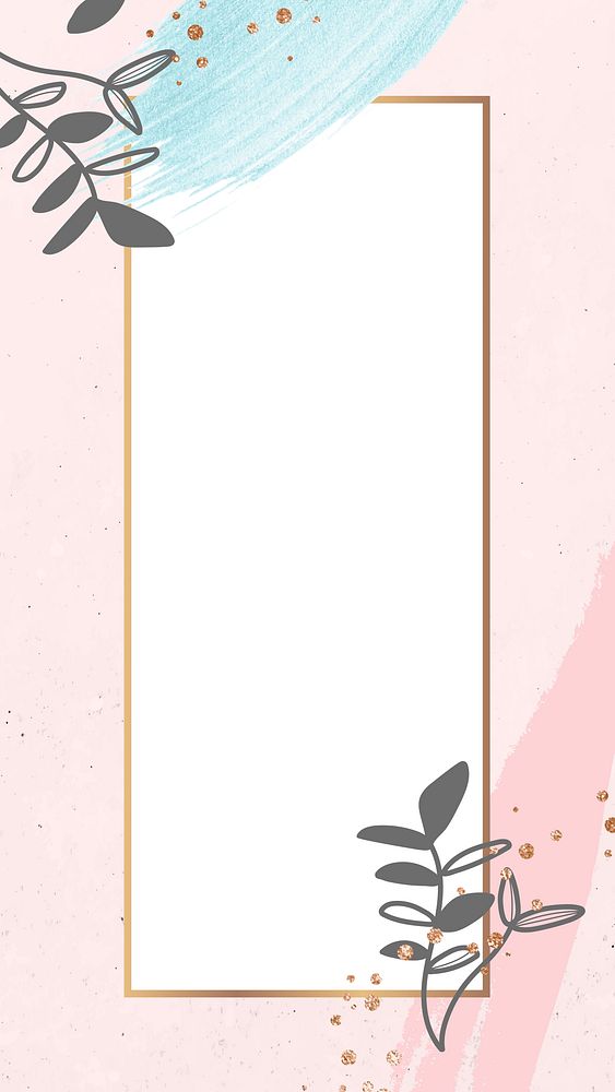 Golden floral rectangle mobile phone background vector