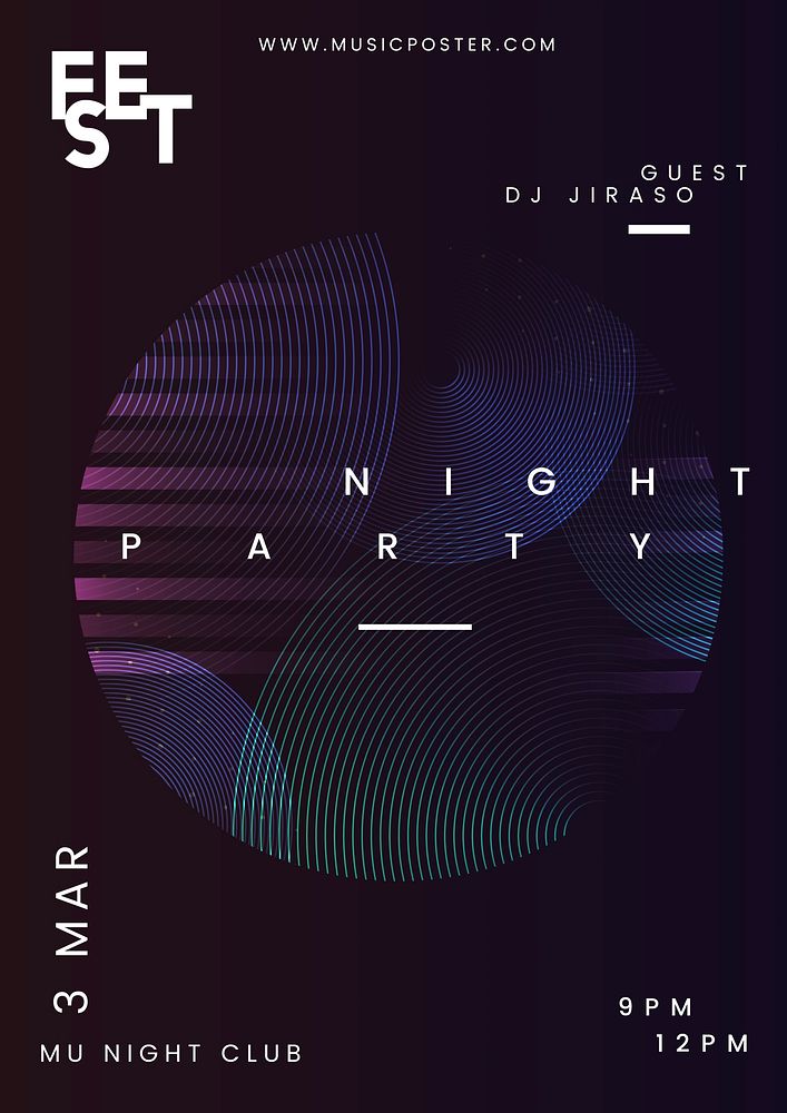 Night party music poster vector
