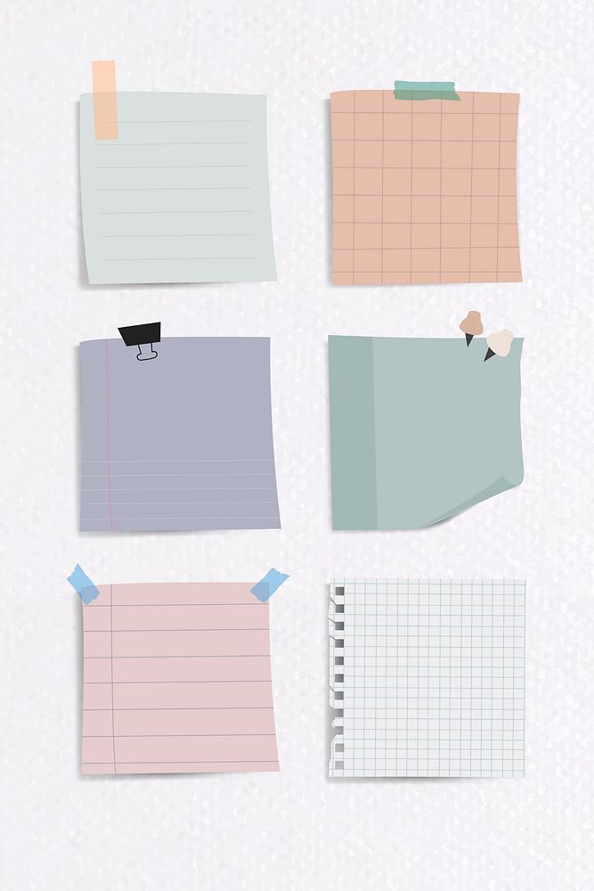 Set of notepaper on textured paper background vector