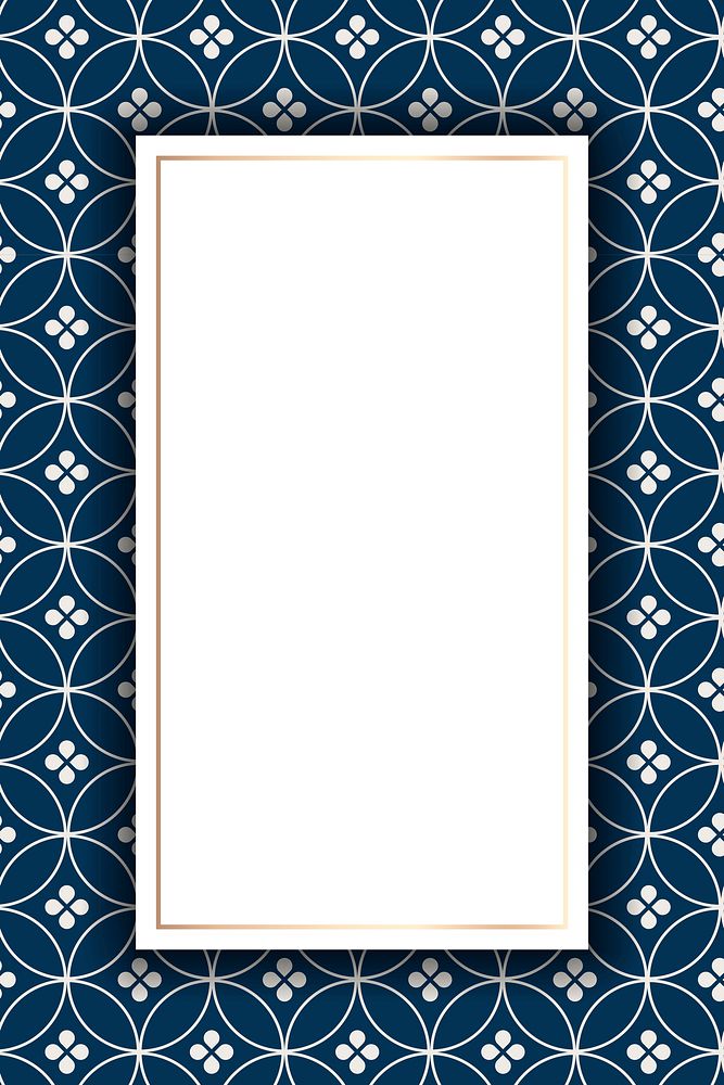 Gold frame on a blue Shippo Japanese seamless pattern vector