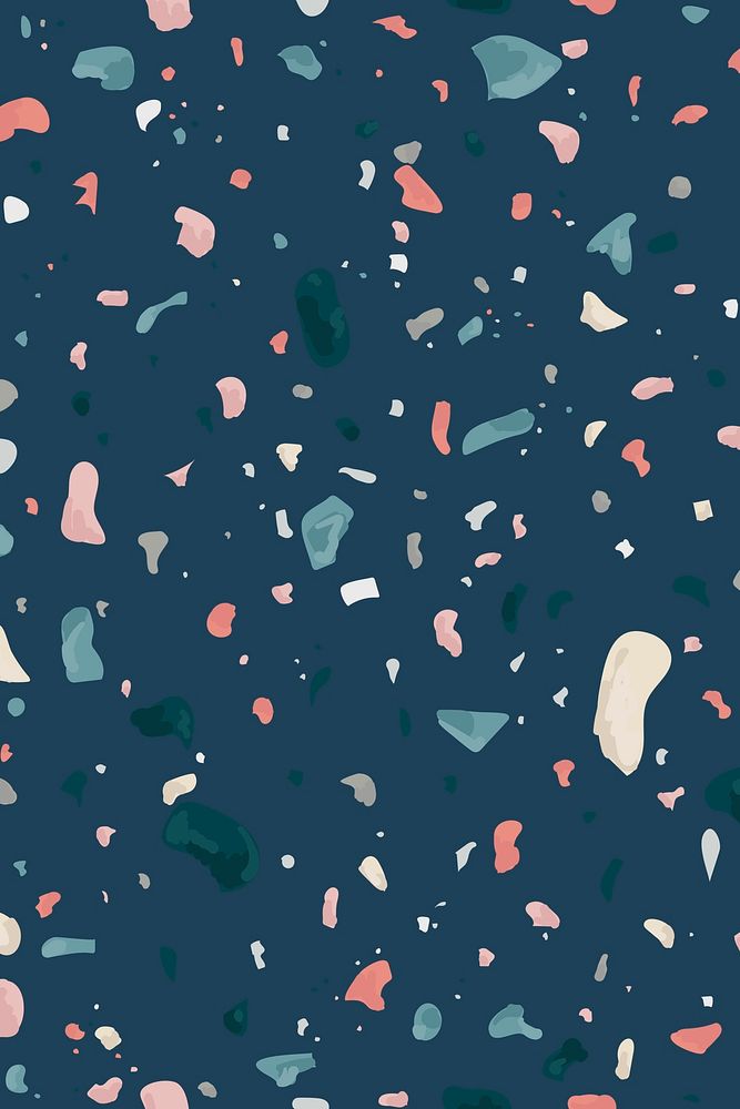 Terrazzo abstract pattern background on blue background