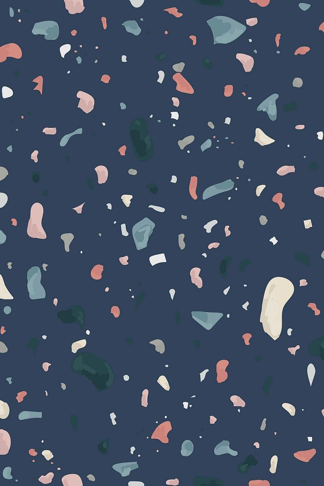 Blue terrazzo abstract background vector seamless pattern