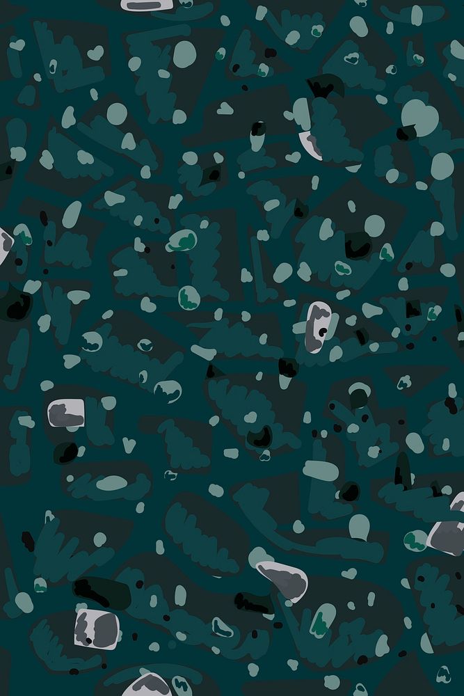 Terrazzo abstract pattern background on emerald green background