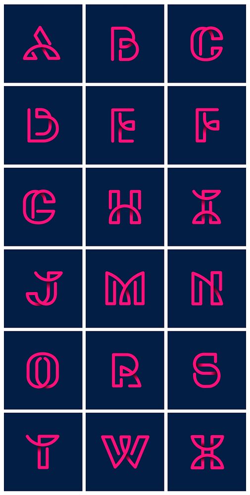 Pink  retro alphabets vector set