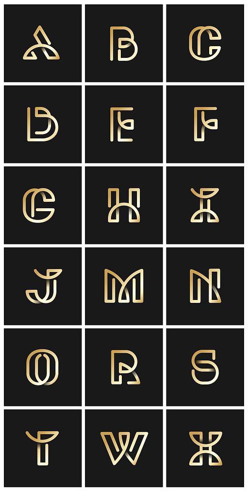 Golden  retro alphabets vector set