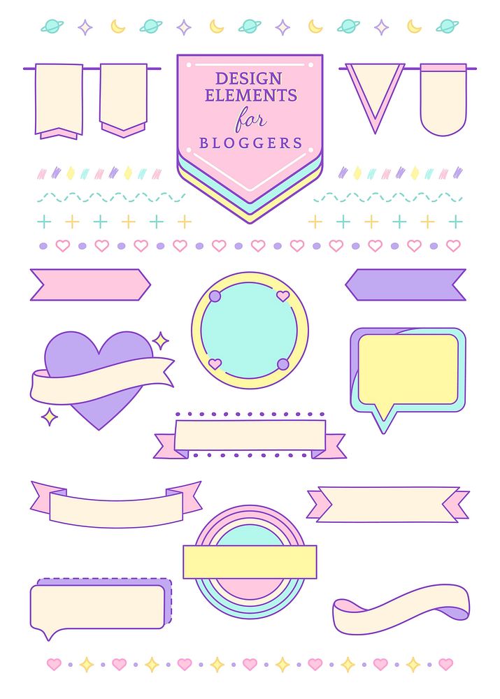 Cute pink design elements for bloggers vector