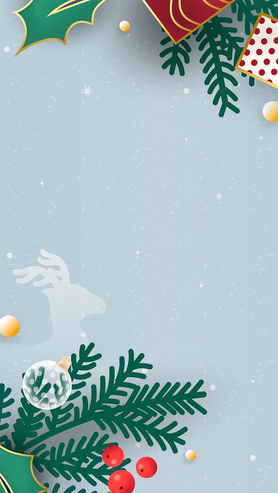 Christmas doodle on light blue background mobile phone wallpaper vector