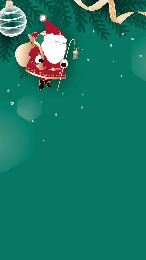 Christmas doodle on green background mobile phone wallpaper vector