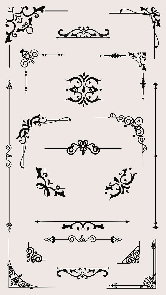 Vintage border design element vector set
