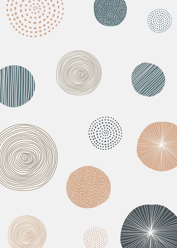 Round patterned doodle background vector