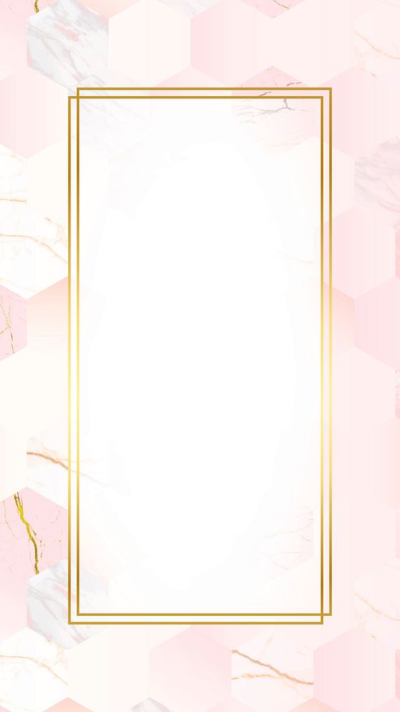 Gold rectangle frame on pink background vector