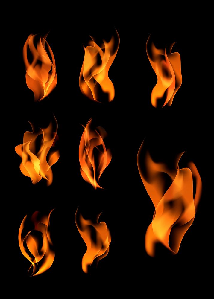 Yellow blazing flames on a black background vector