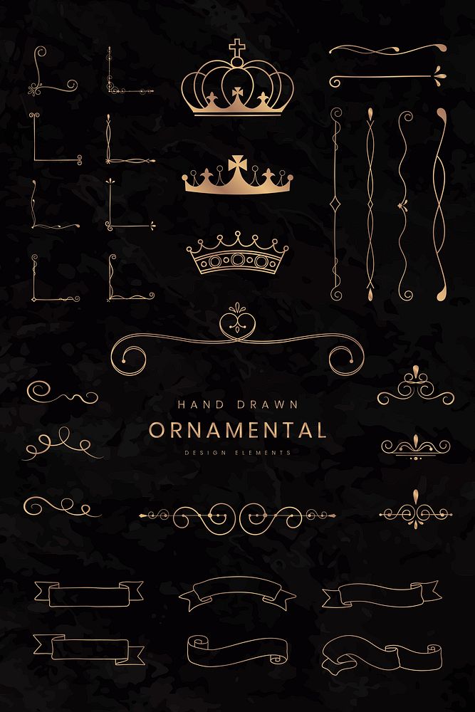 Hand drawn ornamental design elements vector collection