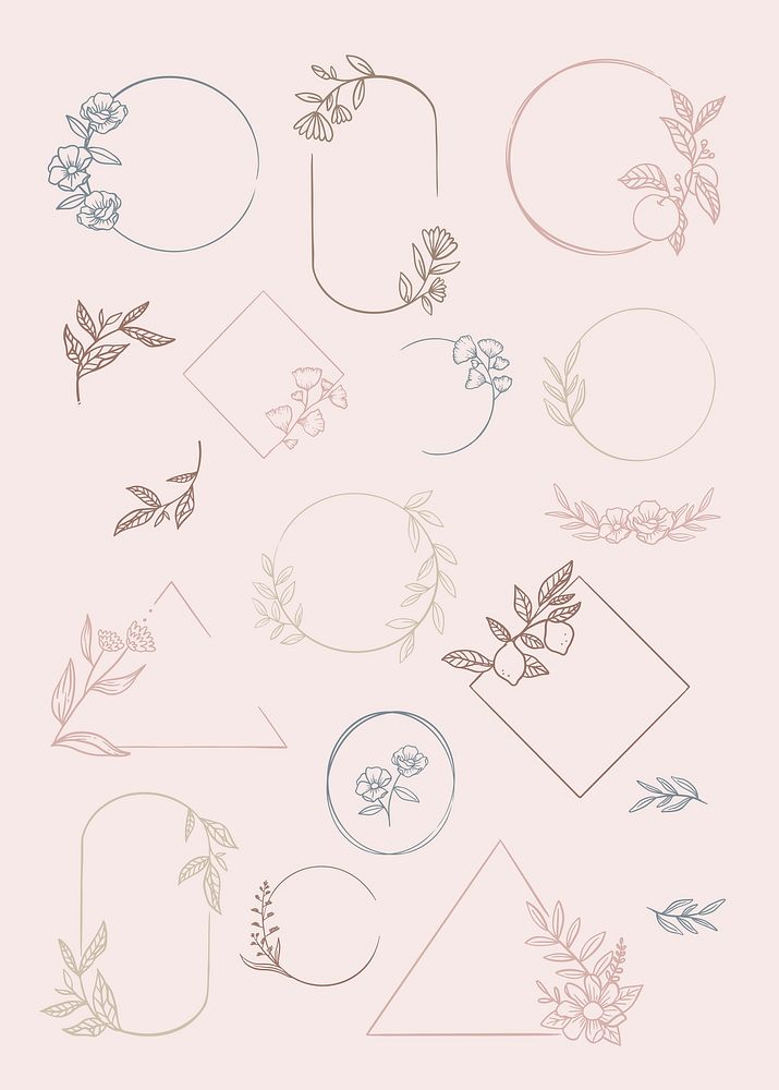 Botanical frame element vector collection