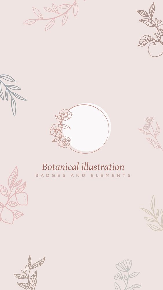 Round botanical badge on beige background vector