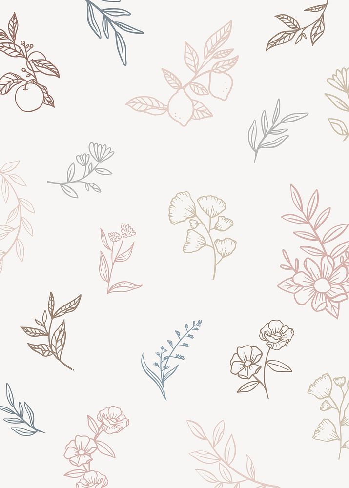 Botanical pattern earth tone background vector
