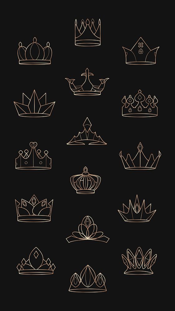 Luxurious geometric crown design collection vectors