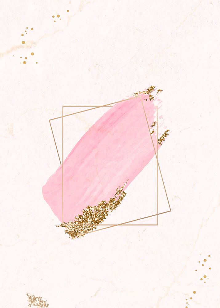 Gold rectangle frame pink watercolor | Premium Vector - rawpixel