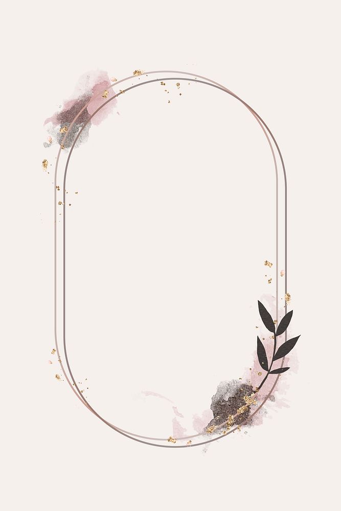 Glittery floral oval frame vector