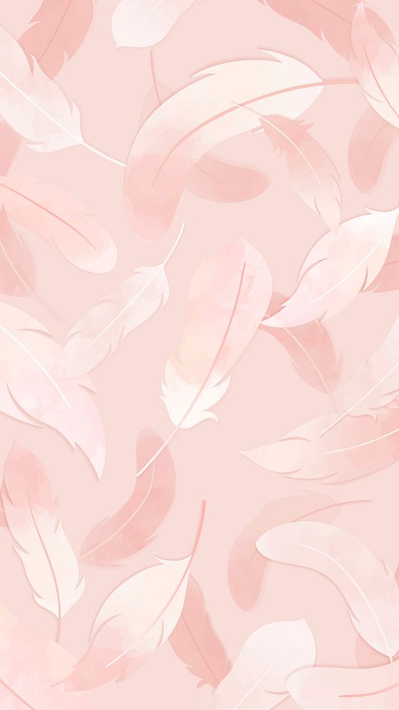 Aesthetic feather iPhone wallpaper, pink background