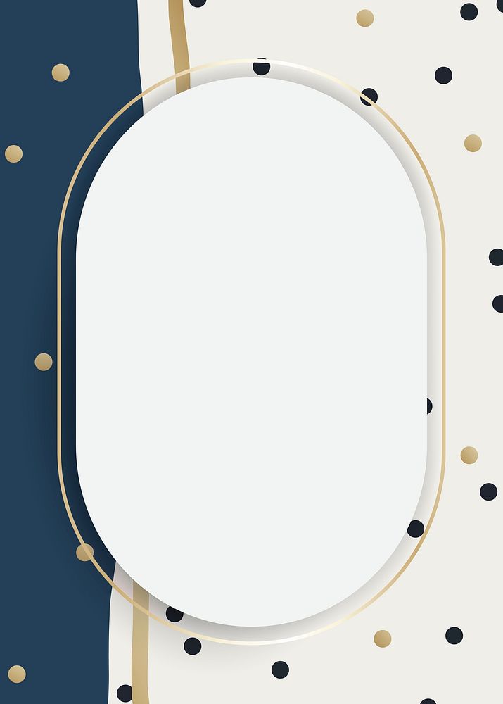 Gold oval frame badge vector