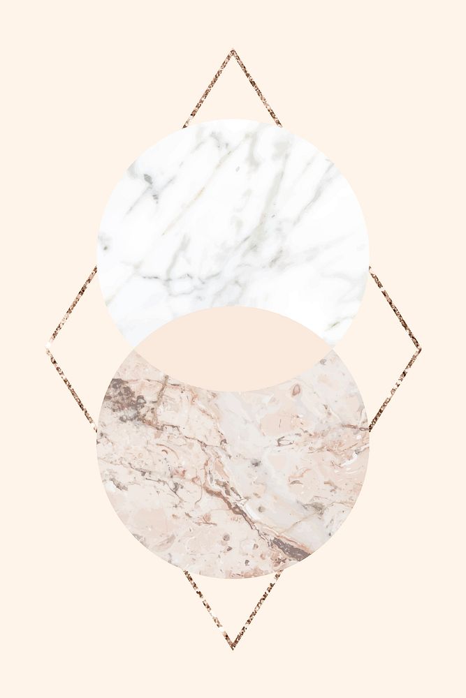 Round marble textured frame on a shimmering rhombus vector