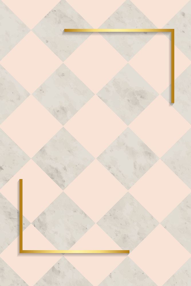 Golden border on pink square pattern vector