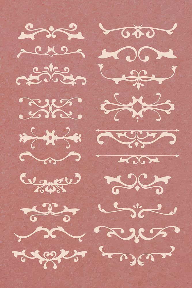 Premium vintage white ornamental design element collection vector
