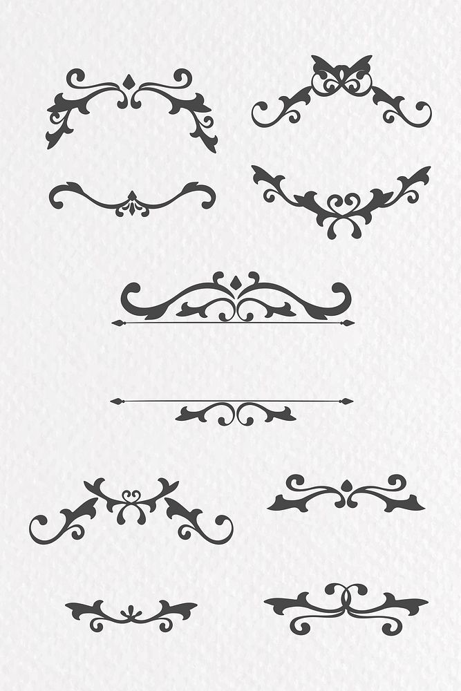 Vintage black ornamental frame collection vector in textured background