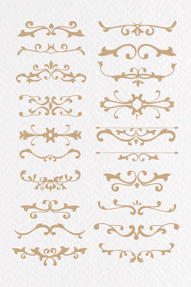 Premium vintage golden ornamental design element collection vector