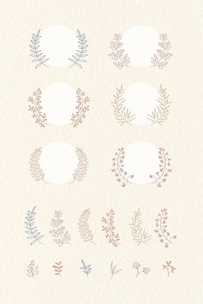 Botanical laurel wreath collection vector