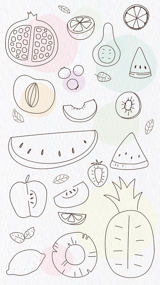 Summertime fruit doodle vector collection