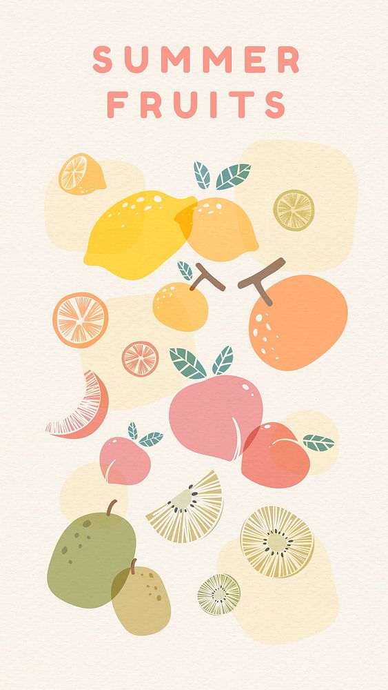 Summer fruits patterned background with design space vector