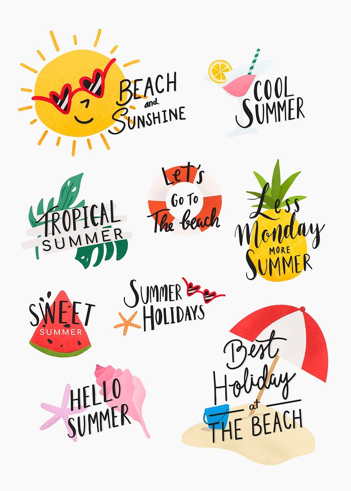 Summer badge design vector set